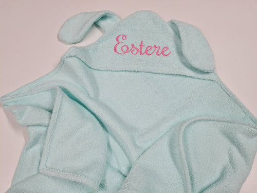 Bērnu dvielis zaķis mint tonī iespēja personalizēt ar izšūtu vārdu