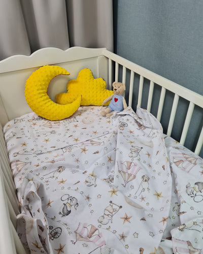 100% kokvilnas palags ar gumiju ar cirka teltīm un akrobātiem